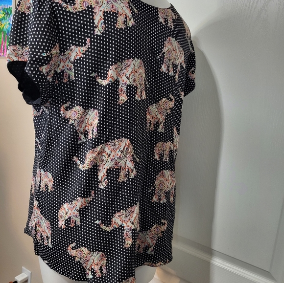 My Boutique Polkadot Elephant Print Top Size Xl - Picture 5 of 6